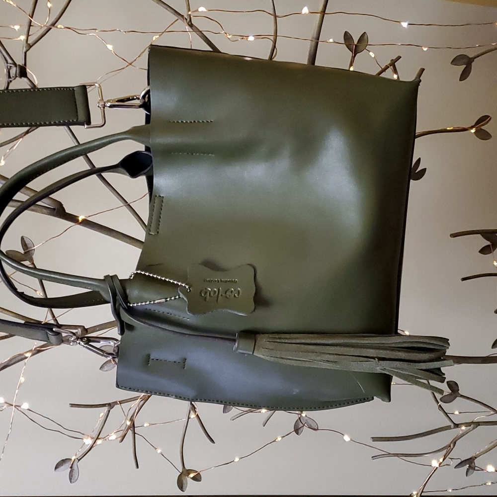 Colab olive green gen. leather handbag